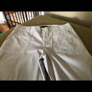 Banana republic grey/white striped pants